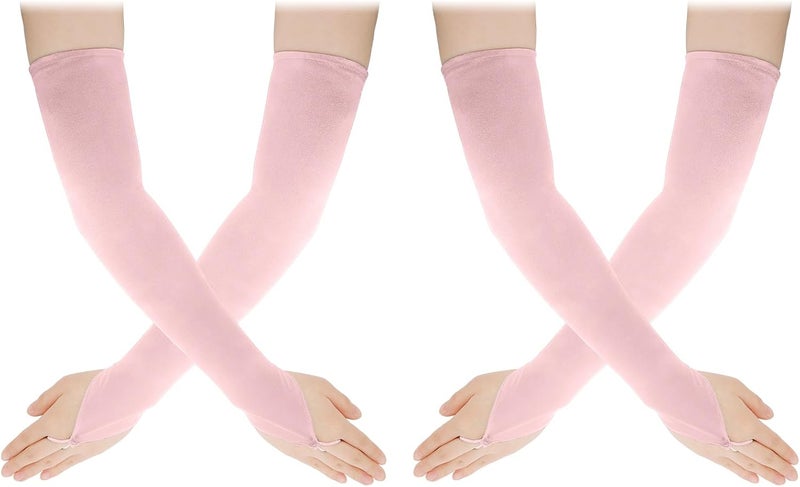 Yritioa Satin Opera Gloves Long Fingerless Elbow Length Costume Party Gloves - Image 1